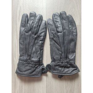 Thinsulate Insulated Black Leather Gloves Size L Warm Winter Wear Unisex Stylish